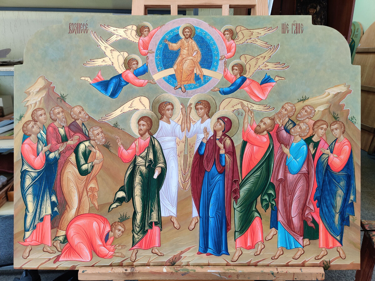 Рукописная икона праздничного ряда иконостаса Никольского храма, г. Березники. Работа мастерской «Палехский Иконостас».