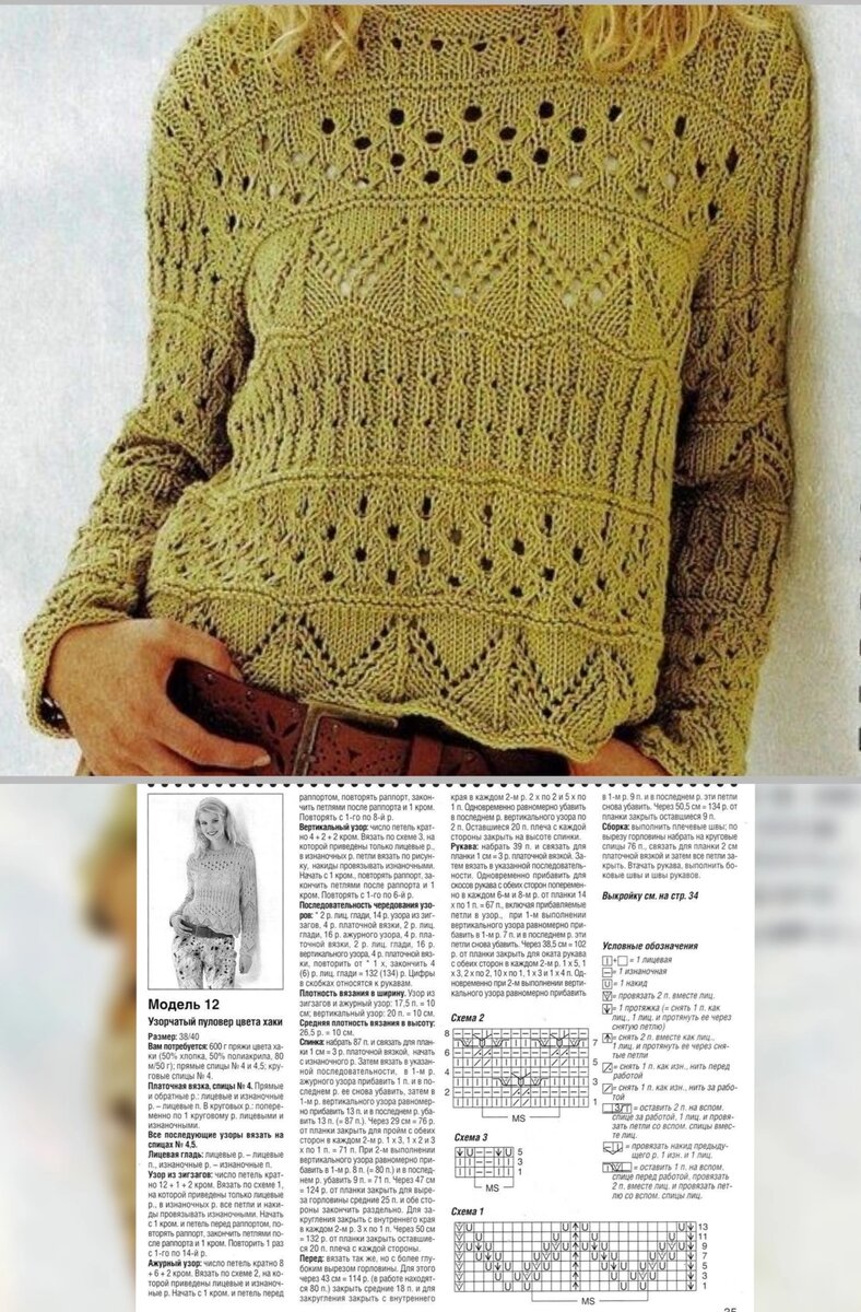 Вязаный пуловер спицами для женщин
