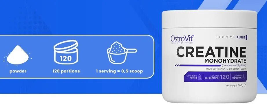 Креатин Моногидрат Ostrovit Supreme Pure Creatine Monohydrate, 300 г.