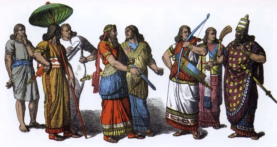 Костюм ассиро-вавилонского периода. Иллюстрация из издания Ф. Готтенрота. Материал из сети.