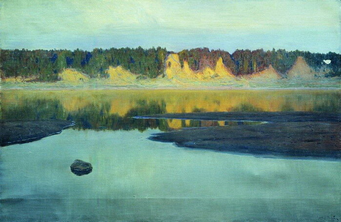 Станислав Жуковский. Закат. Верховья Волги. 1897. Холст, масло.  Российский национальный музей музыки им. М.И. Глинки