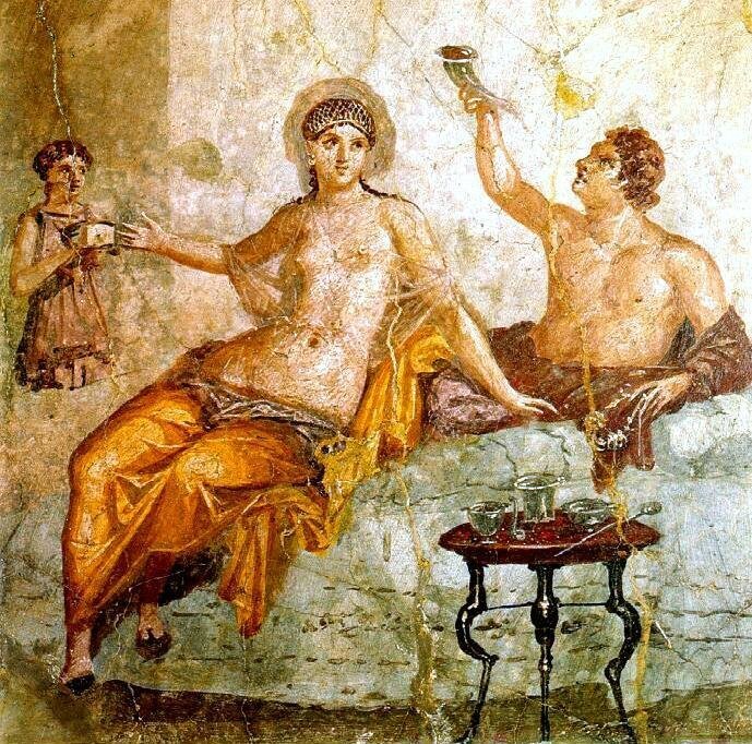 Фреска из Помпеи с изображением застолья, I в. н.э.