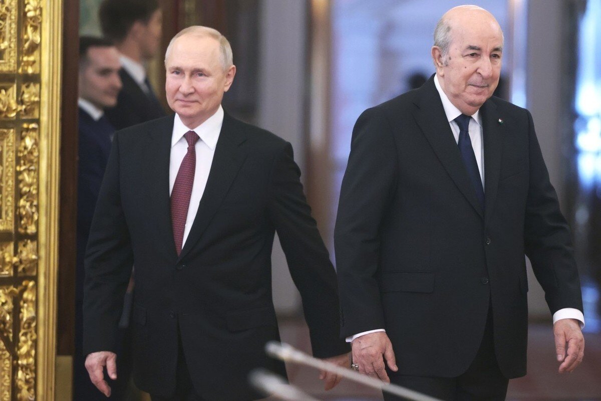 Президент Алжира в Кремле на встрече с Путиным 15 июня 2023 года. Источник фото: Яндекс.картинки