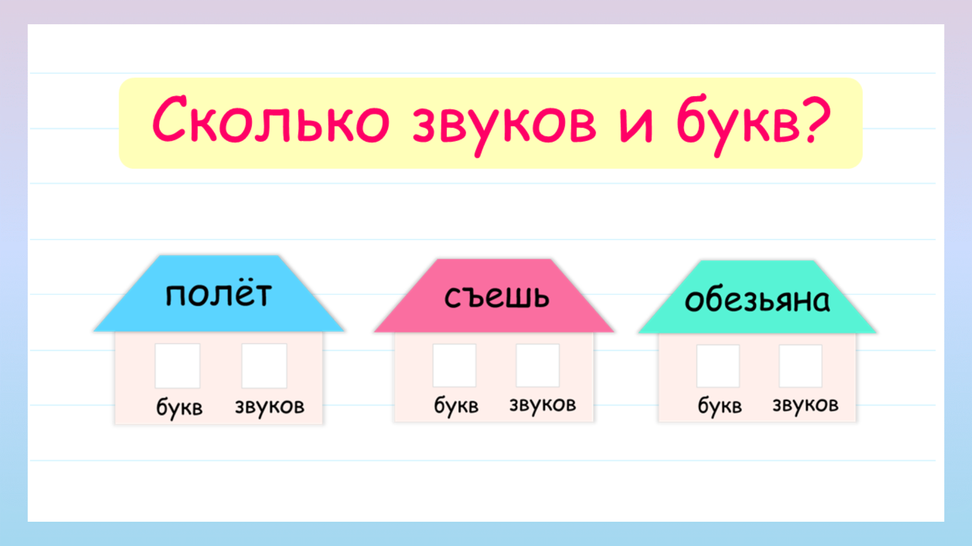 Сколько звуков и букв в словах? Игра окошки!