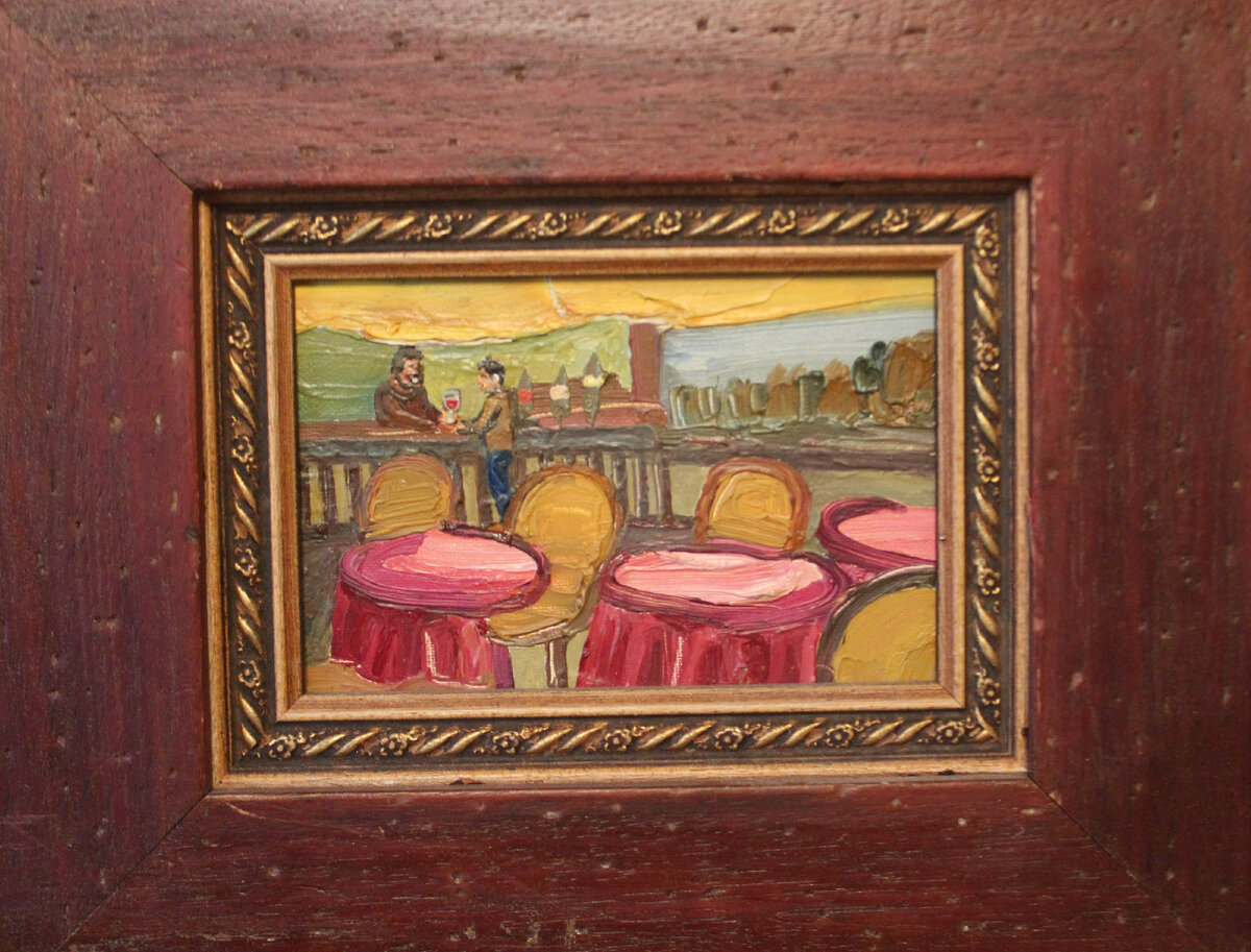 "Кафе в Фано"         холст.масло     10х15    в продаже