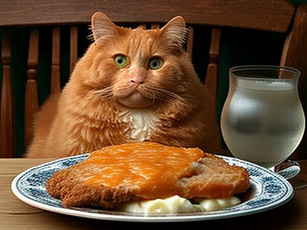 Кот и котлета.