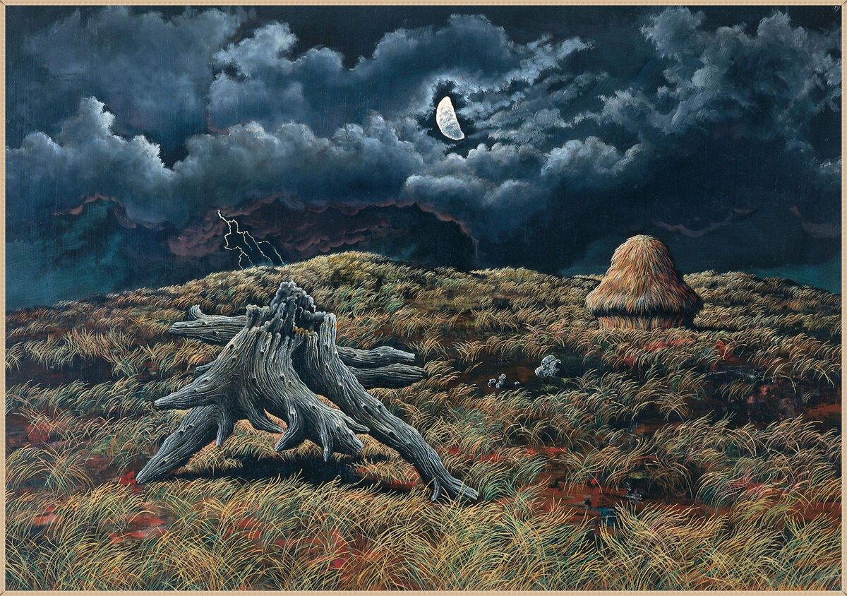 Джон Роджерс Кокс (John Rogers Cox). Ноктюрн: Серебряное и серое, 1952, масло и темпера на мазоните, (43.18 cm × 60.64 cm), Flint Institute of Arts.