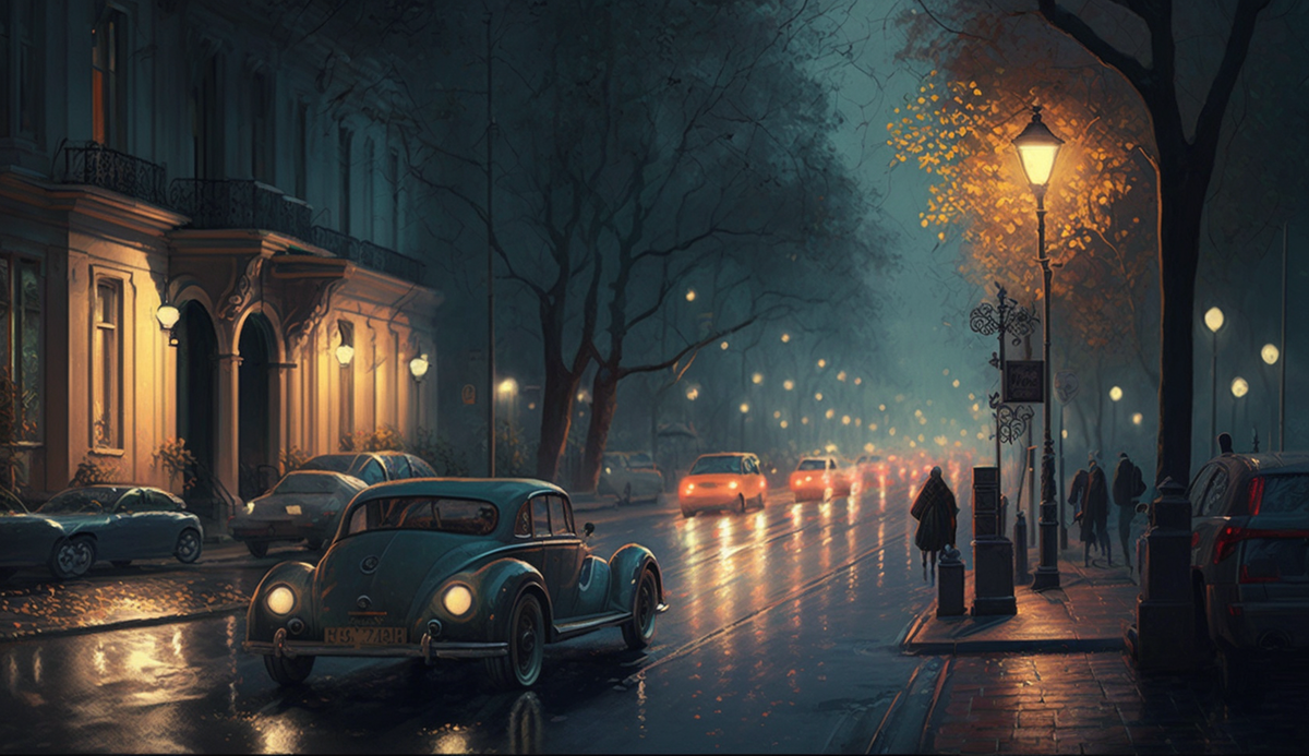 Ночной город в дали