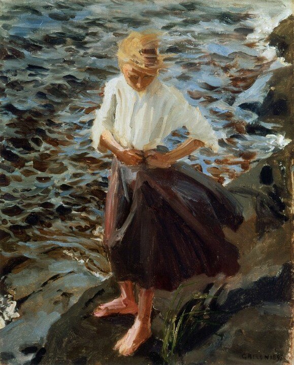 Аксели Галлен-Каллела. Девушка на ветру. 1893