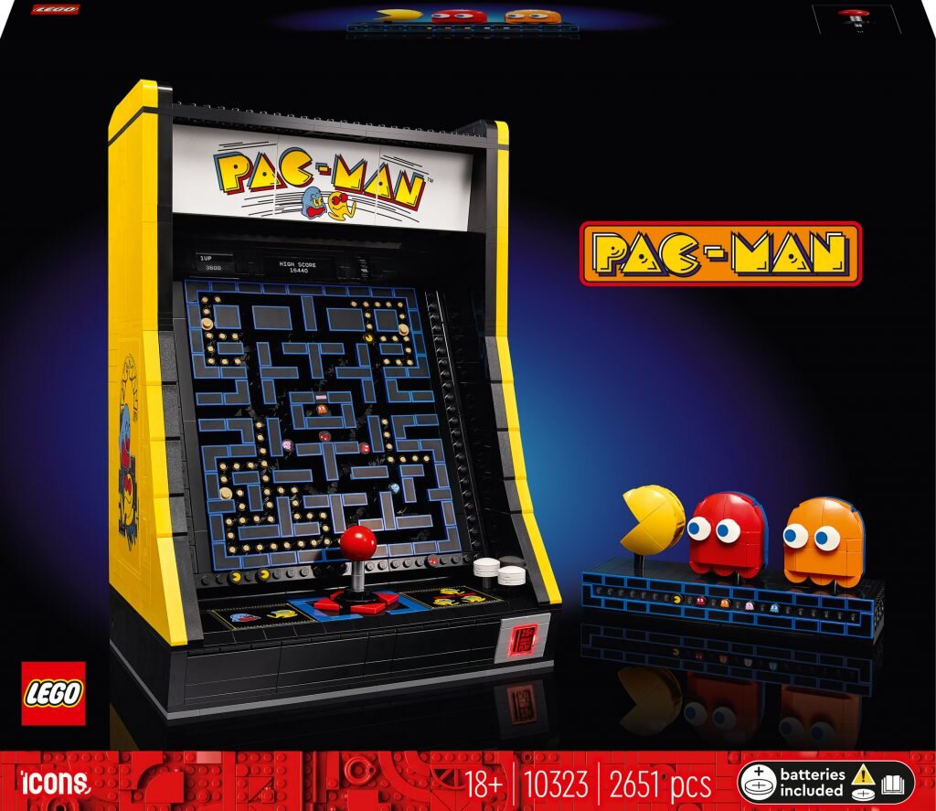Новый набор LEGO Icons PAC-MAN Arcade — это воссоздание классической аркадной игры 80-х в виде кубиков Lego
