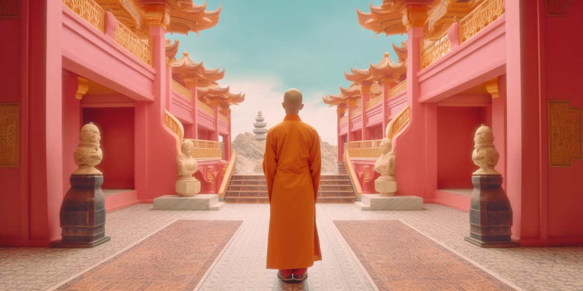 Монах во дворе монастыря