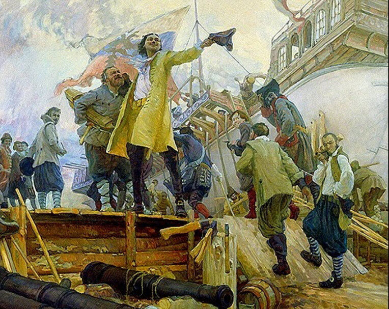 В сентябре 1693 года в Архангельске 22-летний Петр I закладывает первый малый фрегат «Апостол Павел» на своей первой серьезной верфи – Соломбальской.