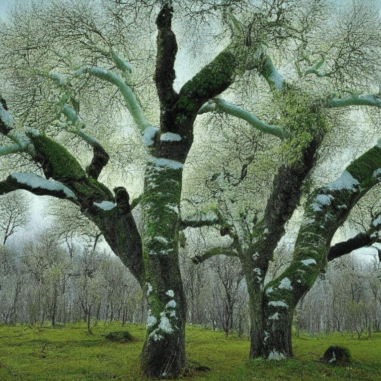 Вот так ошибается нейросеть Кандинский 2.1, когда представляет, как растут дубы в Сибири