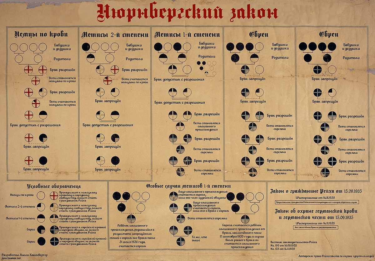 Нюрнбергские расовые законы 1935 года классифицировали «арийцев» как «расово приемлемых» людей с «немецкой или родственной кровью»