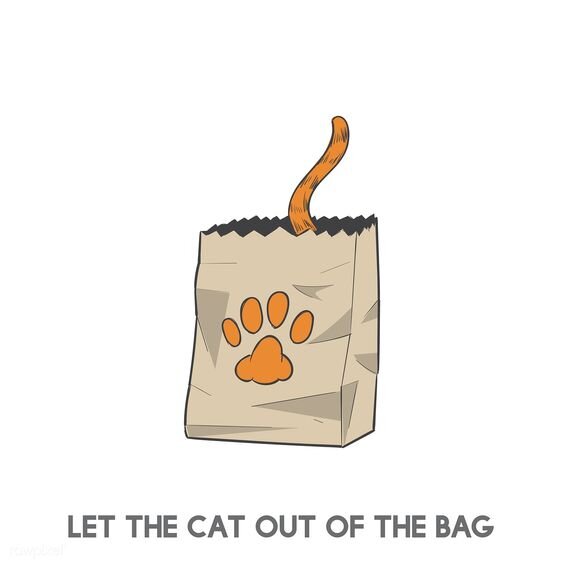 Let the cat out of the bag - [lɛt ðə kæt aʊt ɒv ðə bæɡ] - разоблачить тайну