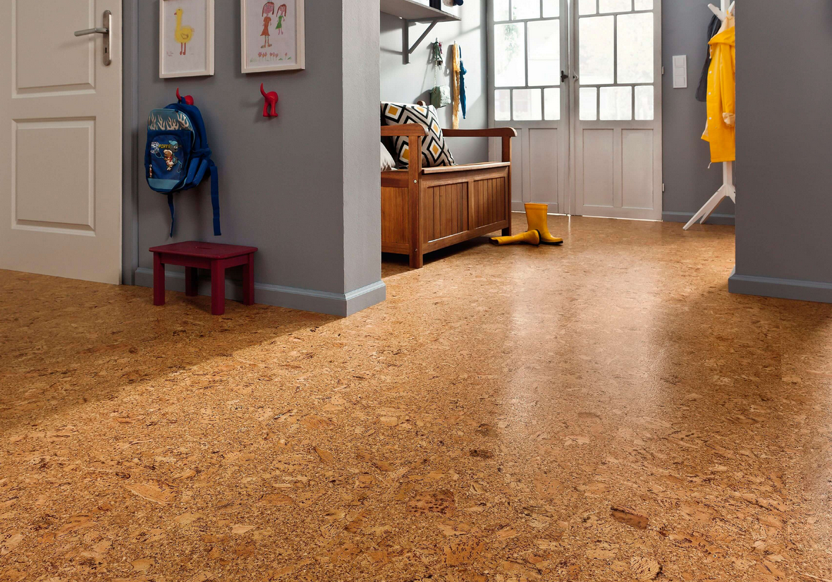 Пробковый пол в интерьере