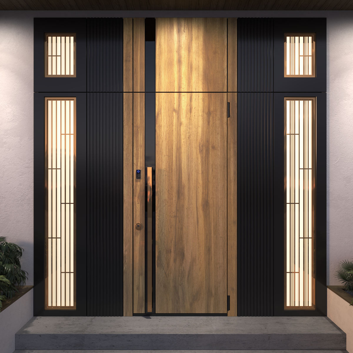 Дверь TermoWood со встроенной биометрической системой Biocode. Емкость памяти системы - до 100 отпечатков, коды доступа можно менять удаленно, есть журнал посещений. Стоимость двери - от 1 500 000 р.