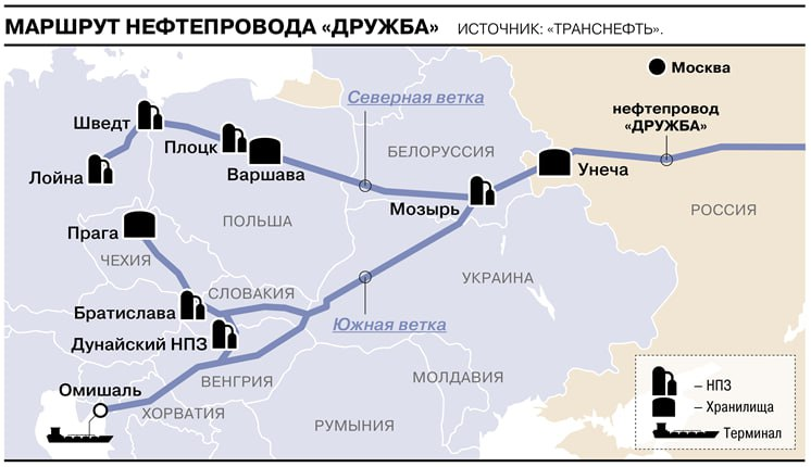 Карта нефтепровода дружба на украине