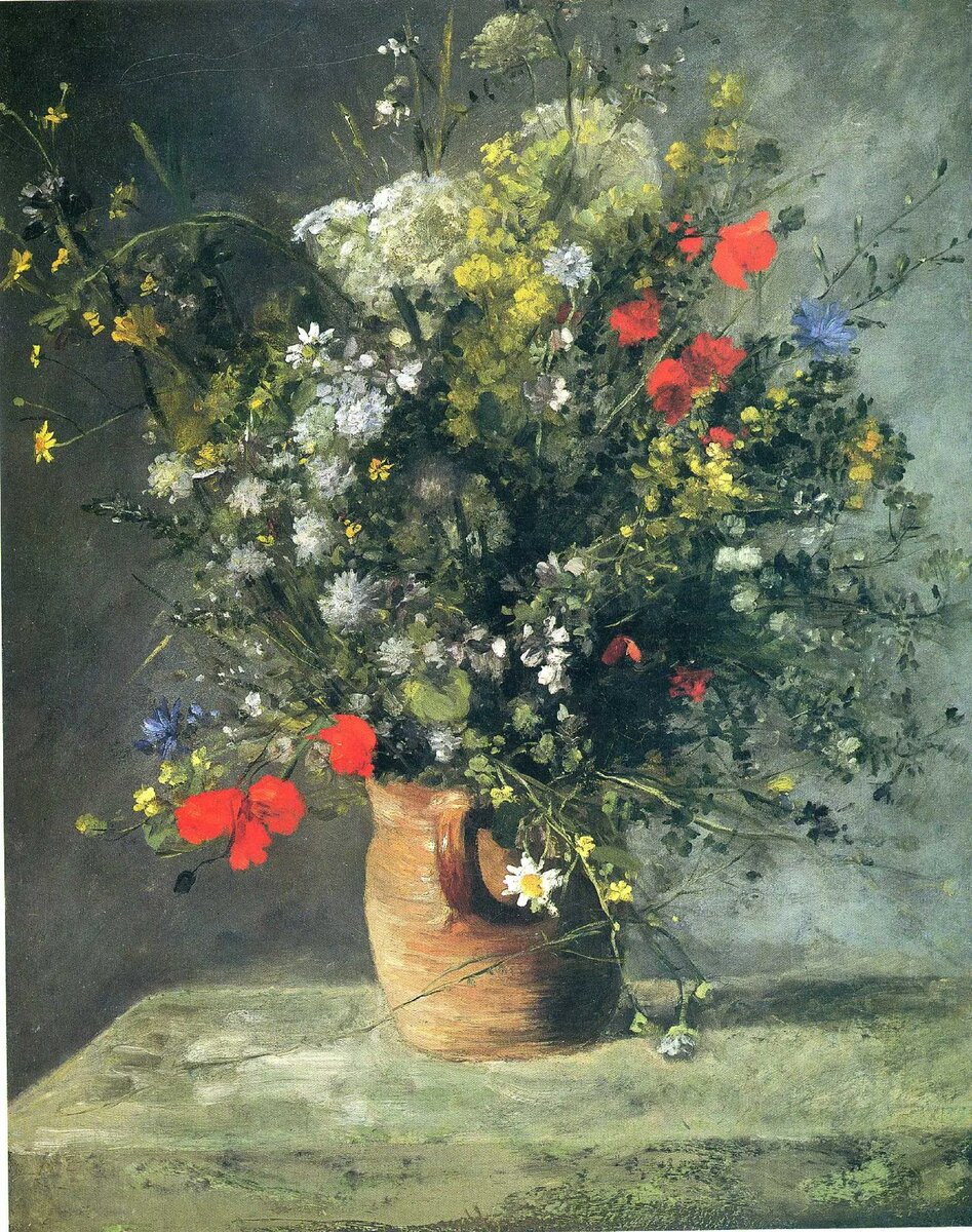 Франция. Пьер Огюст Ренуар. "Цветы в вазе". 1866 год  