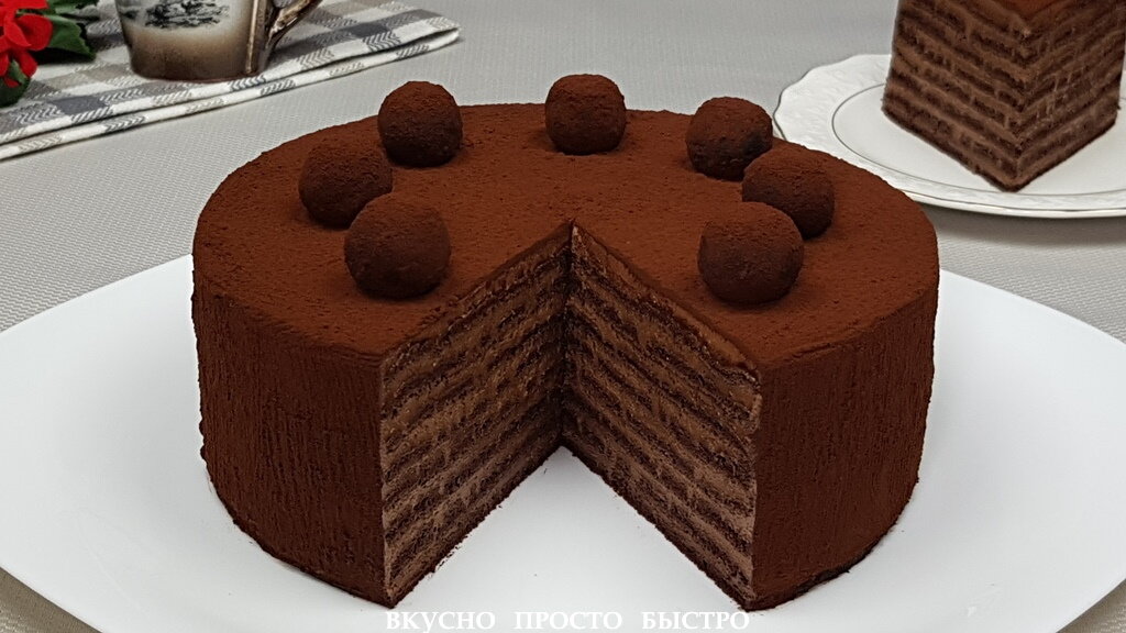 Тонкие коржи для шоколадного торта — рецепт на канале Вкусно Просто Быстро