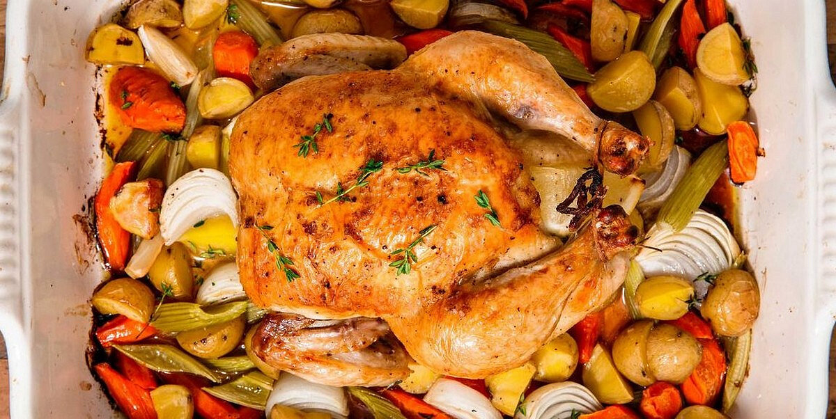 Курица в духовке с картошкой и овощами в духовке рецепт с фото