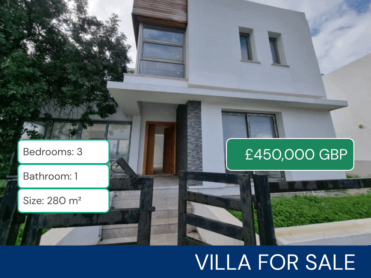 A stunning 3-bedroom villa for sale in Catalkoy, Kyrenia, Northern Cyprus.