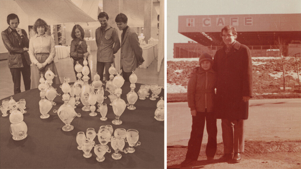 Апрель 1982. Выставка декоративно-прикладного искусства в ЦДХ / Алексей Зеля с дочкой