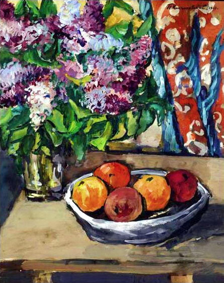 П. Кончаловский "Натюрморт с Сиренью и Апельсинами". Видим же здесь и Сезанна, и Матиса. 