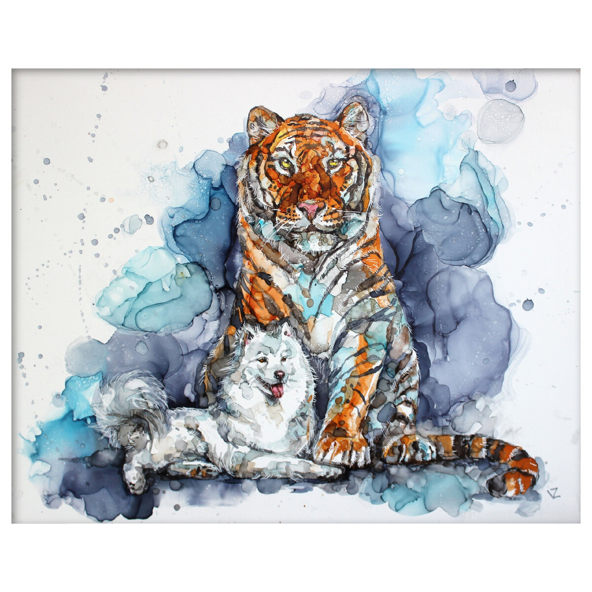 Картина выполнена в технике спиртовых (алкогольных) чернил