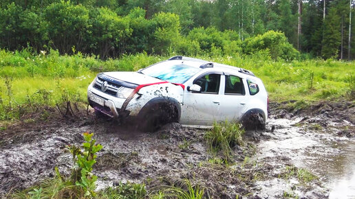 Смельчак на Дастере бросился в ручей за джипами. Renault Duster, УАЗ, Nissan Patrol на бездорожье.