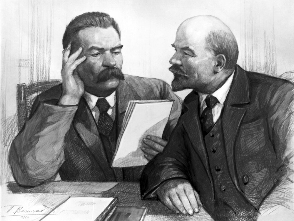    «Максим Горький и Владимир Ильич Ленин», художник Петр Васильевич Васильев. Акварель. 1954 год. Фото:  РИА Новости