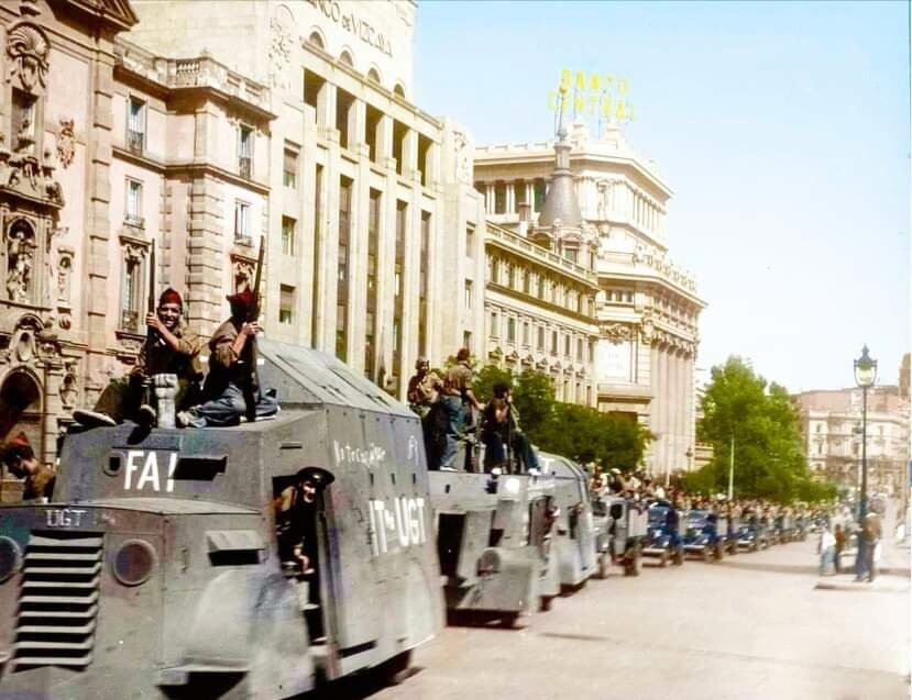 Колонна анархистов, период Гражданской войны в Испании.