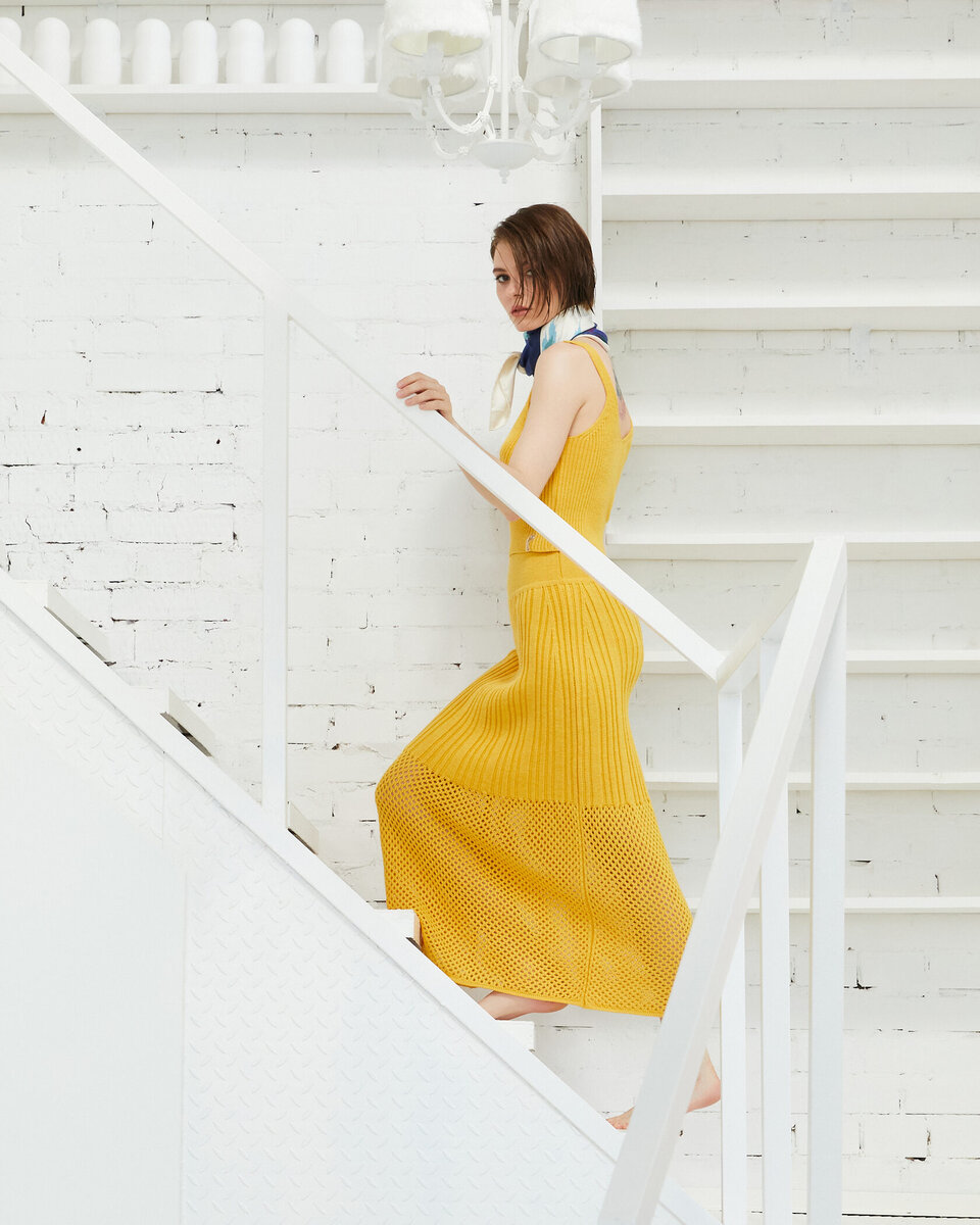 Юбка-сетка из кэшвула и кроп-топ LYNA+