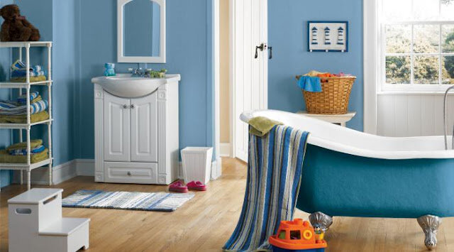 Дизайн ванной комнаты в синем цвете - 80 фото