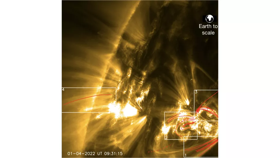 В правом верхнем углу – Земля для масштаба. Иллюстрация: ESA/Solar Orbiter EUI/HRI  📷
