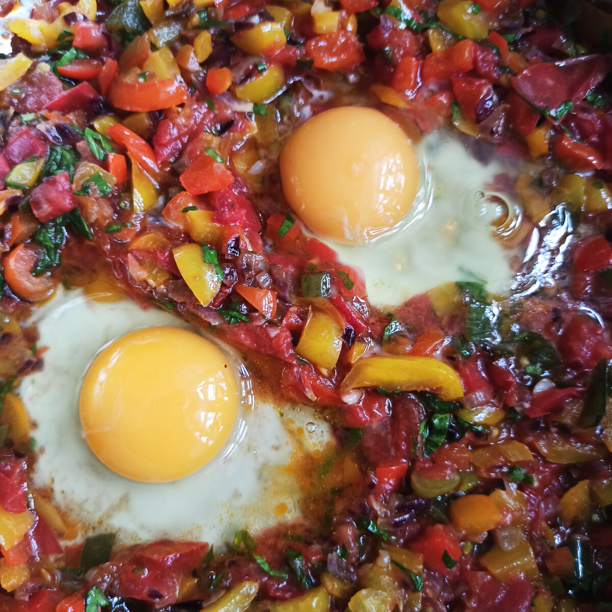 Одно из моих любимых блюд, это шакшука – шедевральная глазунья с помидорами и овощами!