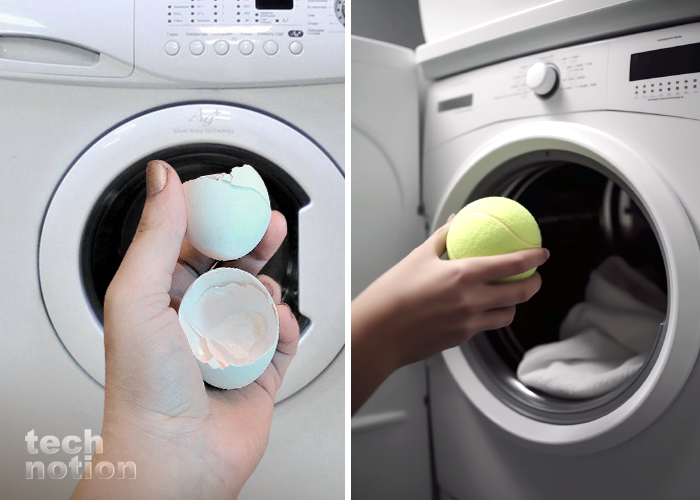 Для чего в стиральную машину надо класть теннисный мяч и скорлупу яиц  / Изображение: дзен-канал technotion