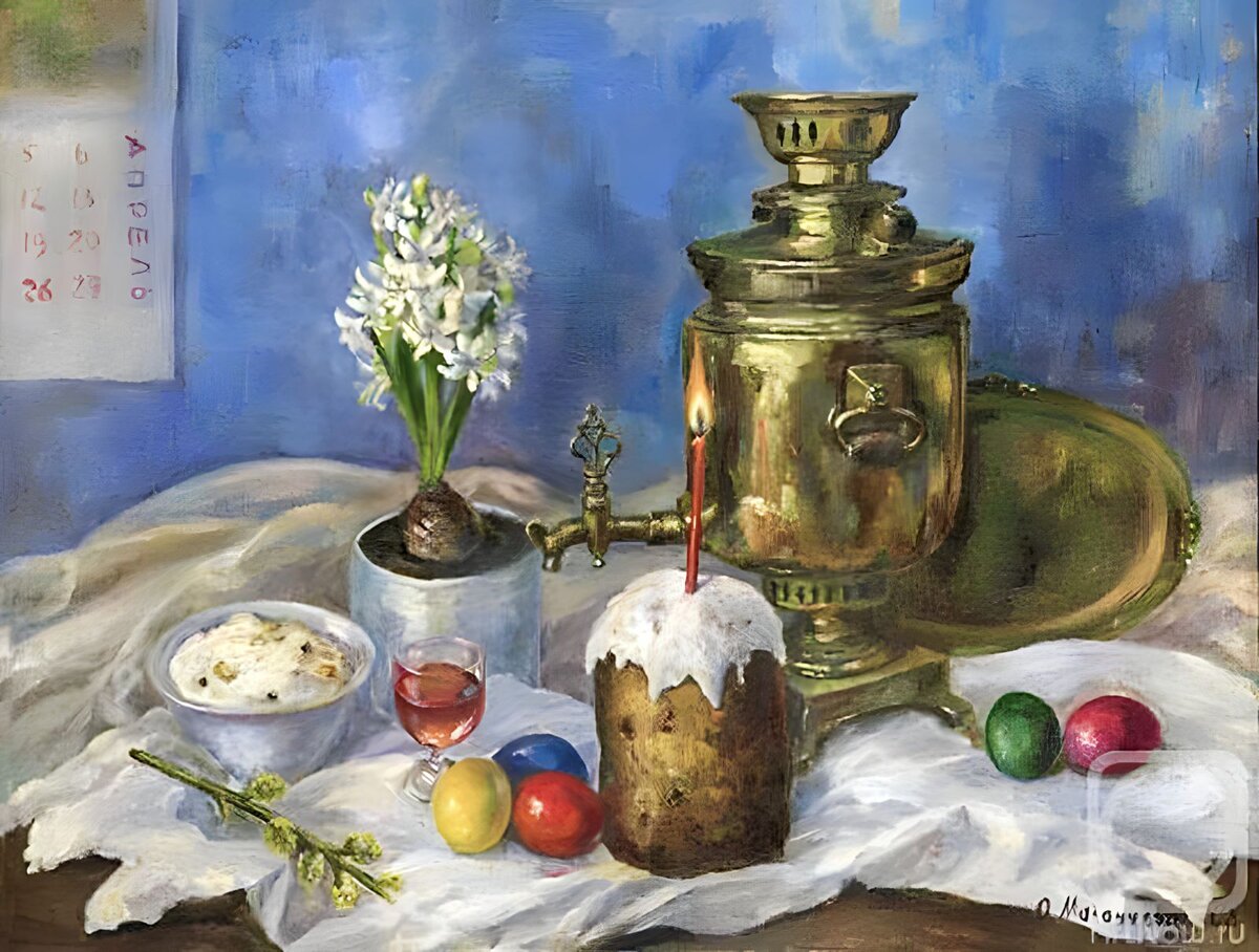Маковский пасхальный стол описание картины