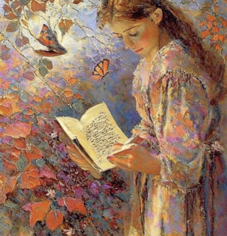 Девушка читает книгу… Поэзия.