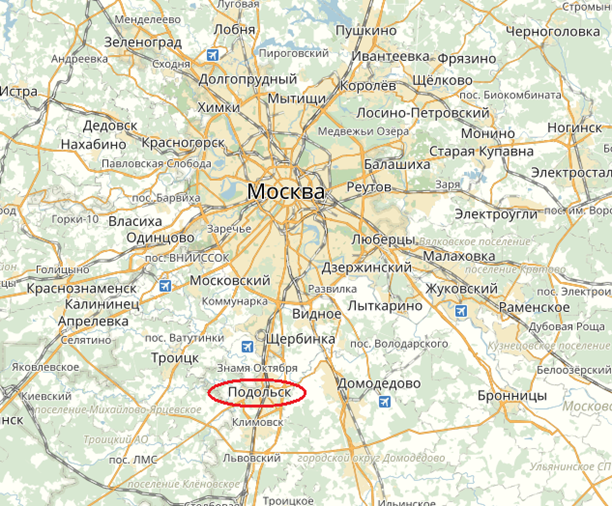 Станция Подольск на Яндекс-карте