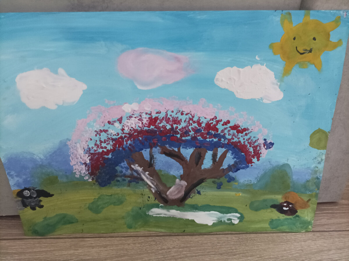 Такая весенняя картина, дочь вчера рисовала