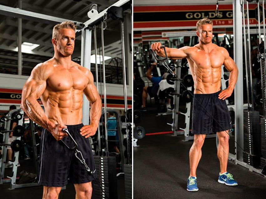 нижний блок плечи. тяга нижнего блока широким хватом в кроссовере. нижний блок плечи. тяга к подбородку в кроссовере с нижнего блока. тяга блока к подбородку.