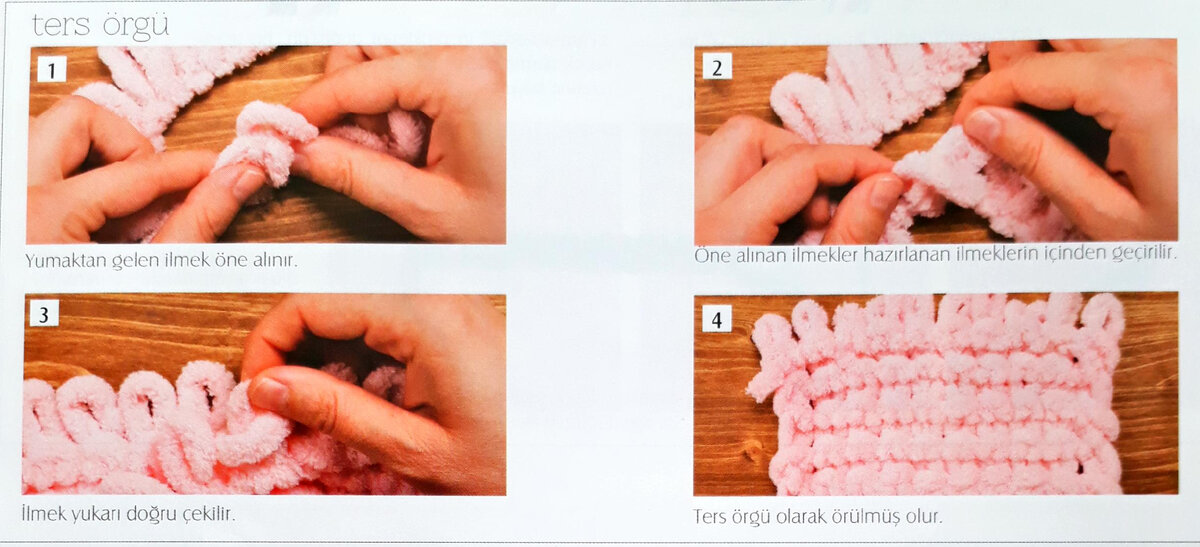 Этапы вязания изнаночной глади