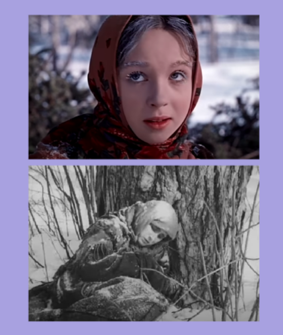 Настя в лесу в версии 1964 и в фильме 1924 года