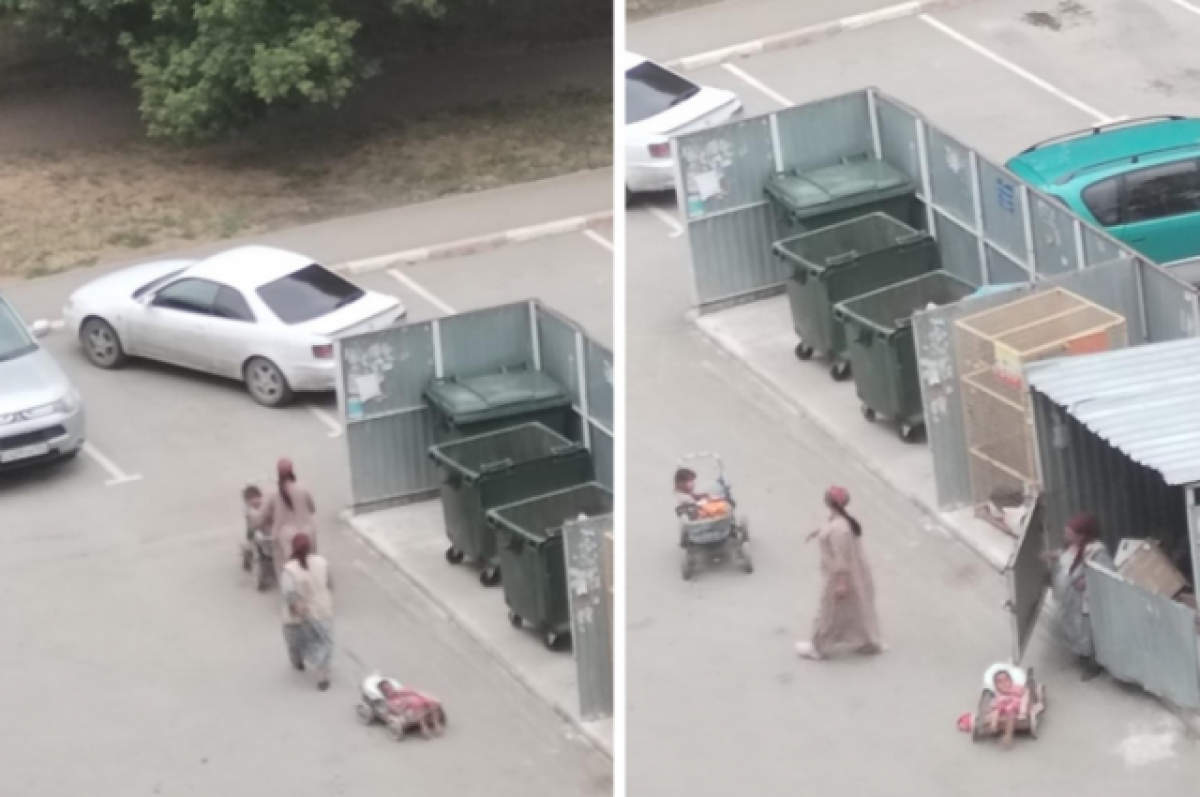    В Новосибирске мигранты с детьми ищут еду в мусорных баках