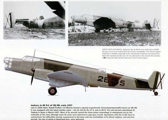 Ю-86A с дизельными двигателями в Испании