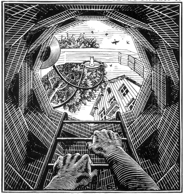 Мауриц Корнелис Эшер. Новогодняя поздравительная открытка, 1947 год (из свободных источников сети Интернет)