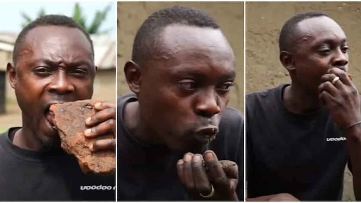 Жан Мари ест камни и песок. Фото: кадр из видео