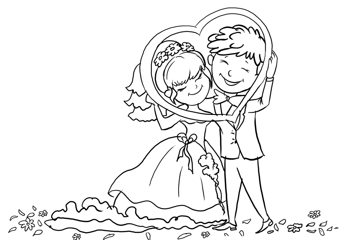 bride - невеста, groom - жених; newly-married - новобрачные