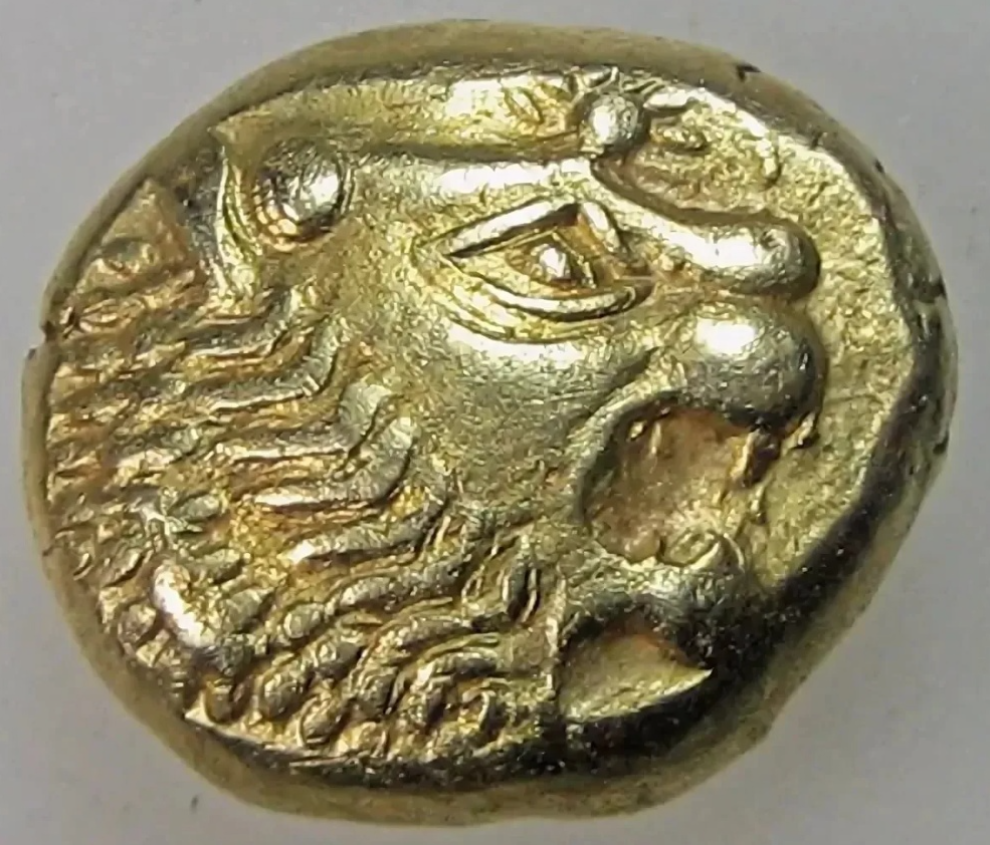 Самое древнее золото. Лидийский статер. Золотой статер Лидии. Лидийская монета, vi век до н.э..